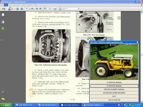 Cub cadet Vintage tractor service repair manual 72 147  
