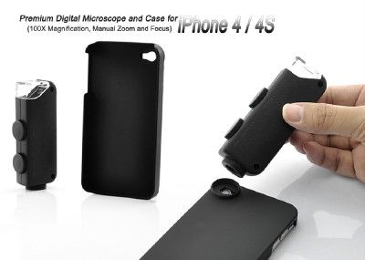   Microscope and Case for iPhone 4 / 4S  100X, Manual zoom & Focus