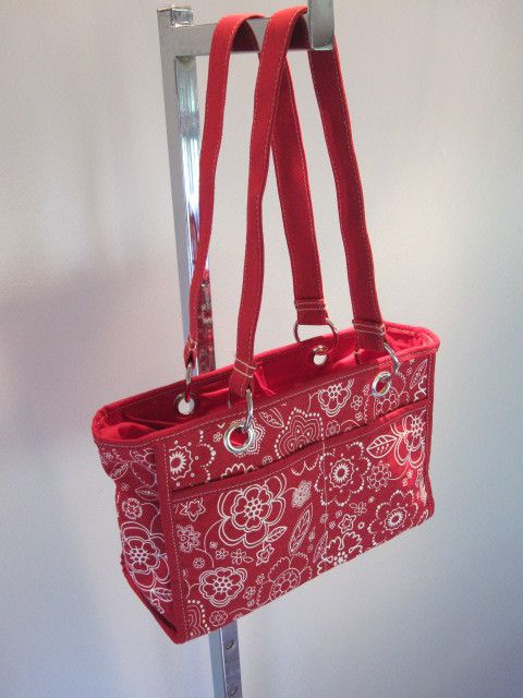 RED BANDANA SUMMER TOTE PURSE HOBO BAG ROCKABiLLY VEGAN  