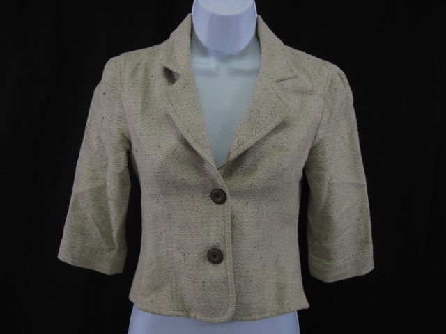   gaines beige tweed 3 4 sleeve blazer jacket in a size extra small this