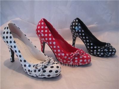   Patent Spotty Bow Shoe 3 4 5 6 7 8 Polka Dot Court Super Cute  