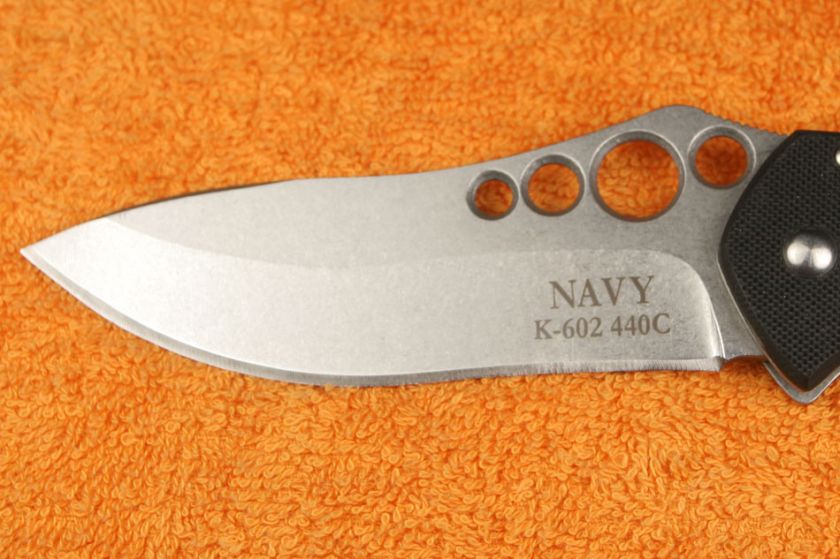 New NAVY Monolock Stonewashed Blade Folding Knife K602  