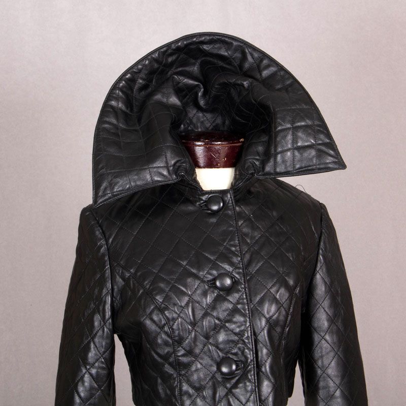 Bebe Black Leather Quilted Matalasse Crop Jacket sz M  