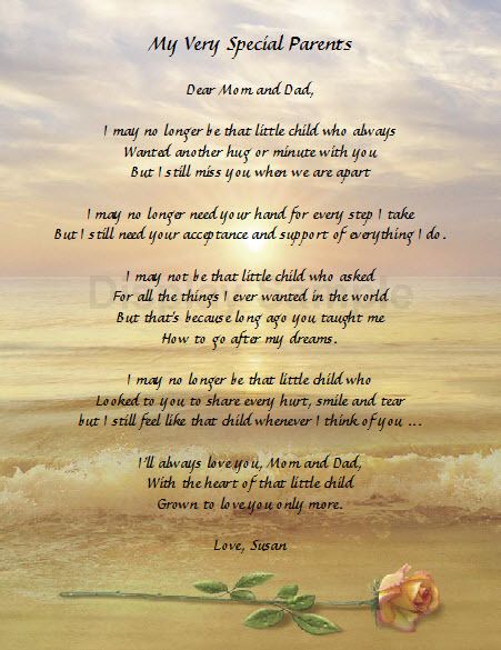 PERSONALIZED POEM FOR MOM & DAD GIFT FOR PARENTS  