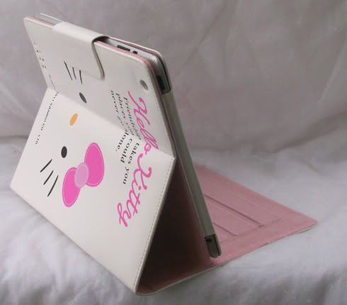 Hello Kitty leather case stand for apple iPad2 peach  