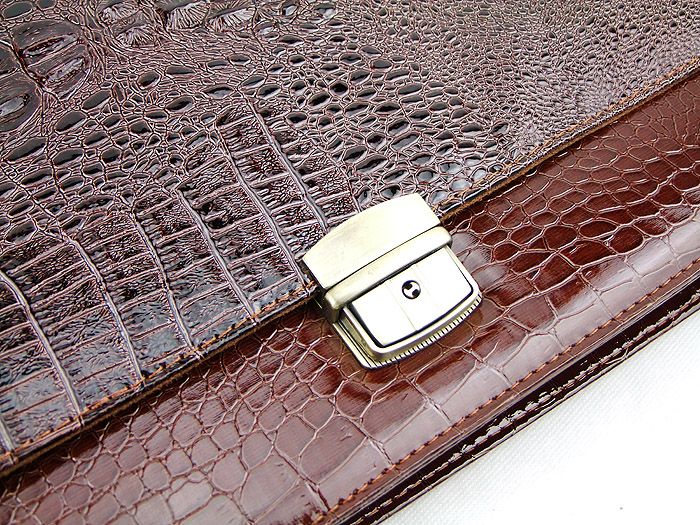  leather hand bag crocodilian alligator head briefcase briefcase 73