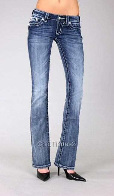 Miss Me Jeans Silver Stitch Cupids Wing Denim Boot Cut JP5436B Sz 25 