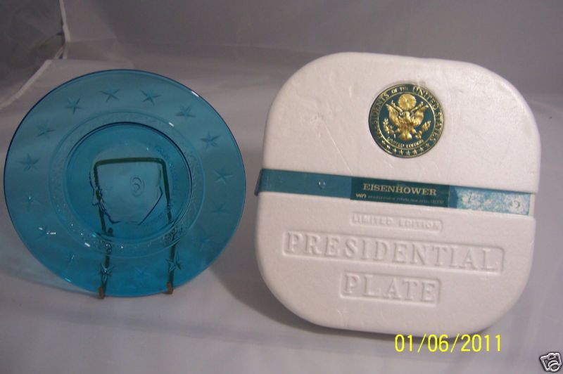 Wheaton Blue Glass Presidential Plate Eisenhower NEW  