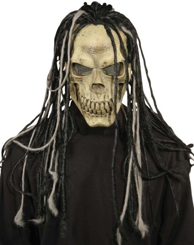   SKELETON SKULL MASK w/ DREADS Latex Silicone Halloween fancy dress