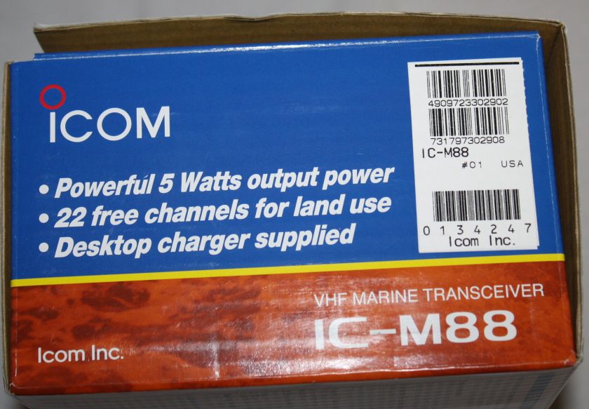 ICOM IC M88 Hand Held VHF Marine Transceiver Radio Mic Battery 