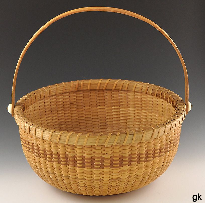 Vintage Nantucket Basket 3 5/8 w/Handle Engraved Disc 1995  