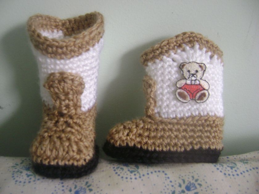 CROCHET HANDMADE BABY COWBOY/COWGIRL BOOTIES NEW  