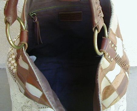   Rustic Patchwork Leather LUCKY BRAND Slouch Hobo Bag~Boho Purse  