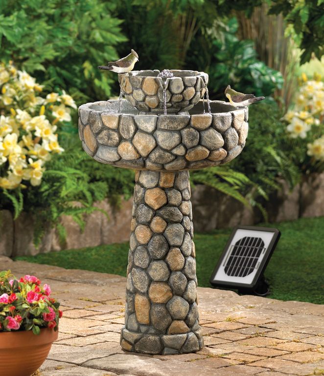 Wishing Well Solar Water Fountain Cobblestone Fountain  