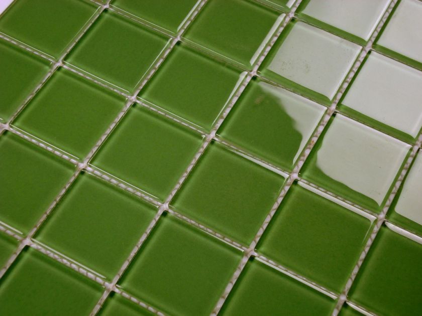 LEAFY GREEN 2X2 SQUARE 4MM GLASS BACKSPLASH TILE   SAMPLE  