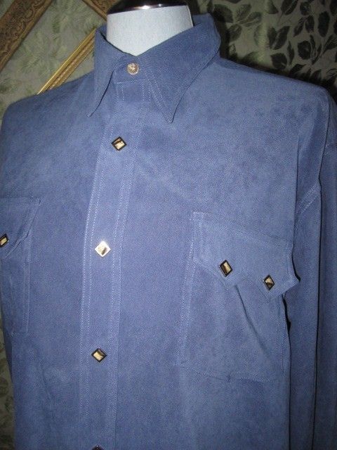 FANCY MARBLE SNAP WESTERN THEME ROPER DRESS SHIRT XL BLUE  