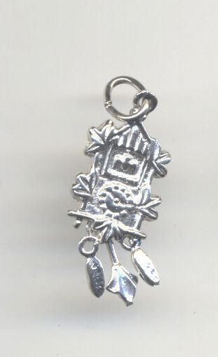 Vintage sterling CUCKOO CLOCK charm 3 D MOVABLE  