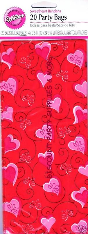 Wilton Sweetheart Bandana Cello Treat Bags w/Ties 20pc  