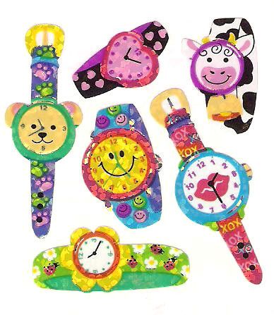 Sandylion Glittery FUNKY WATCHES *1 Strip* VINTAGE  