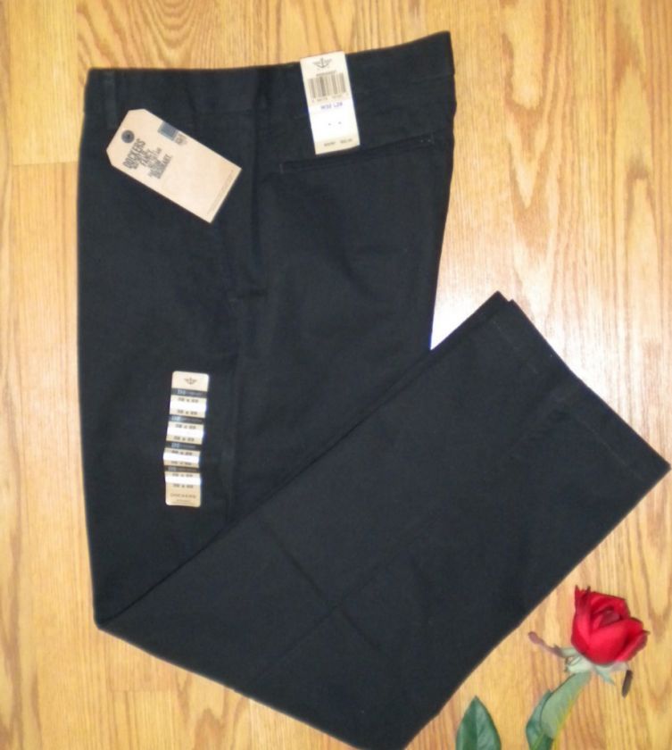 NWT Mens DOCKERS D2 black khaki flat front PANTS $52  