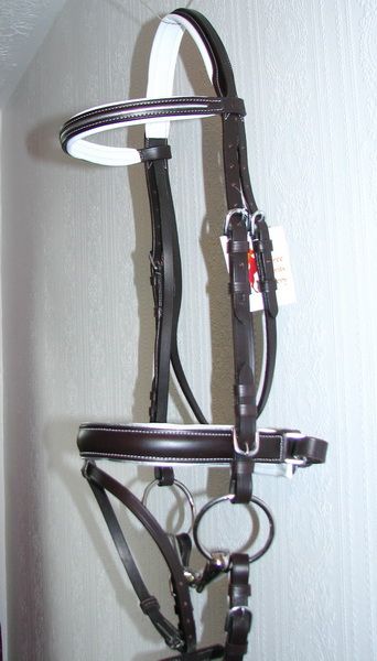 FSS German POSH SILVER Piping Comfort WHITE Padded Crank BRIDLE 