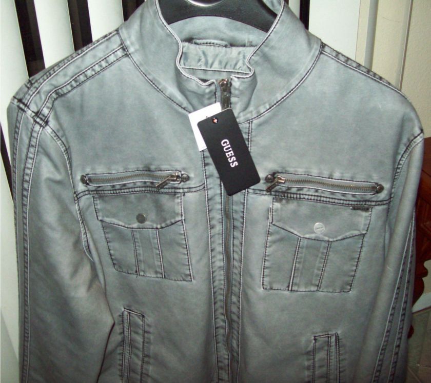 NWT GUESS MENS MOTORCYCLE JACKET FAUX LEATHER  