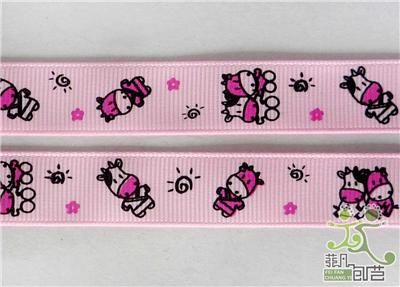 white/black/ purple cow Grosgrain RIBBON 5 yard  