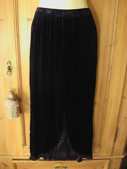   Skirt Womens Dark Blue Velvet Kiko Comfort Skirt Machine Wash Velvet M