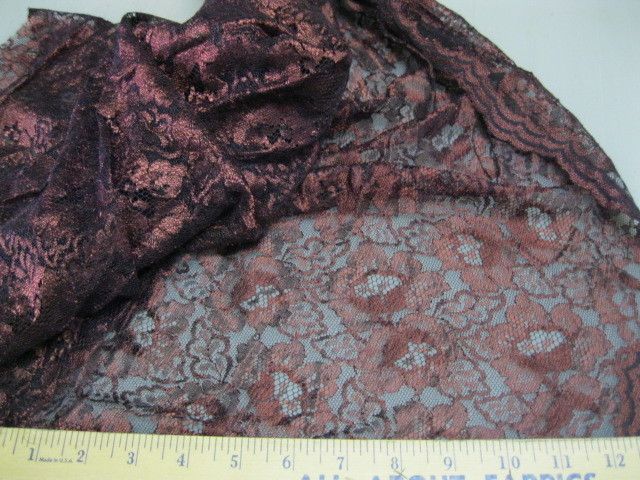 Fabric Organza Mesh Lace Burgundy Sheen Floral OR21  