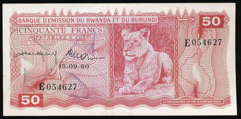 Rwanda Burundi 50 Francs 1960 P. 4  