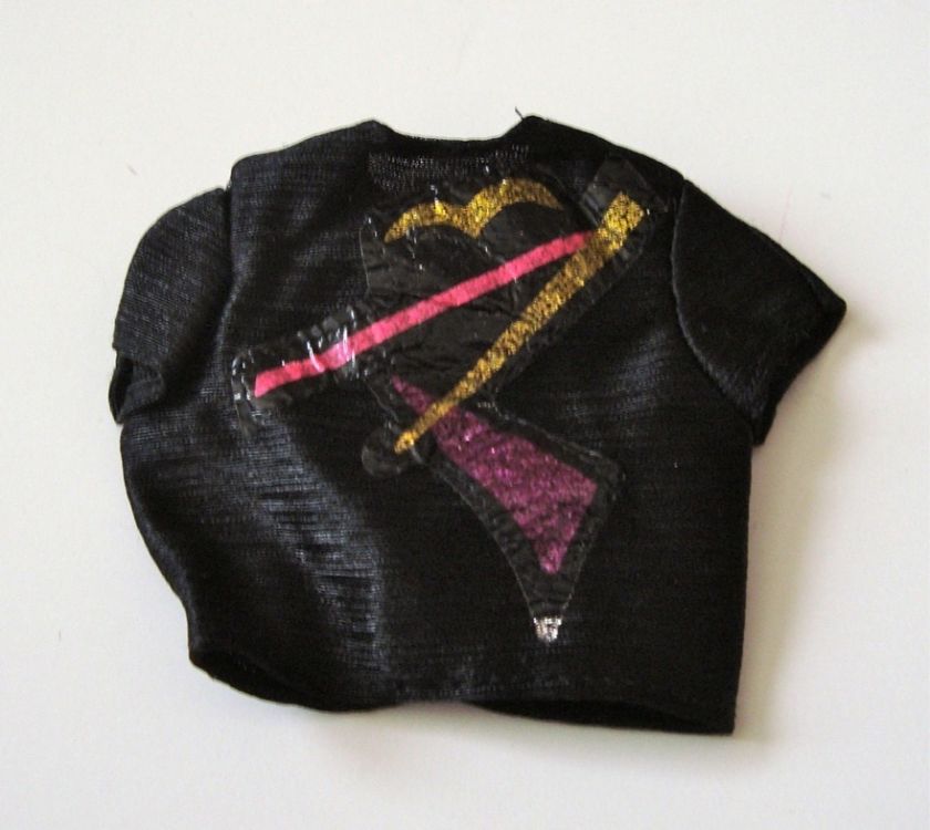 Black 80s Retro Graphic Shirt Top Ken Doll Clothing  