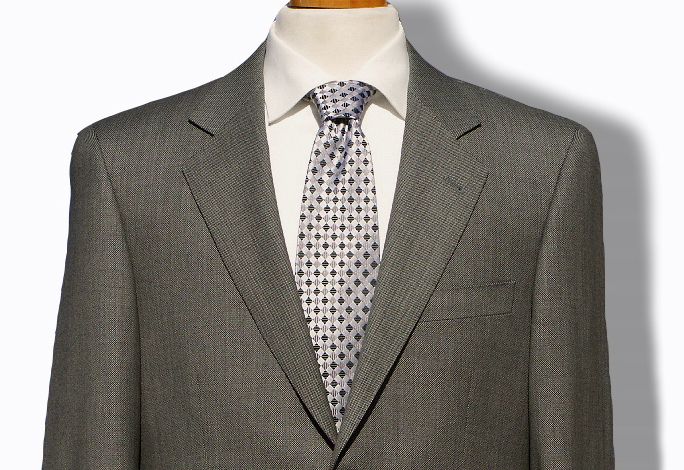 DANIELE $1195 MENS SUIT SALT PEPPER BIRDSEYE NAILHEAD  