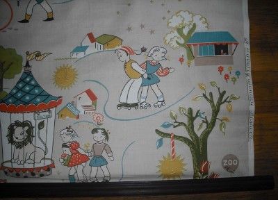   40s 50s WAVERLY Carousel Childrens Zoo WALL HANGING PANEL ART EUC