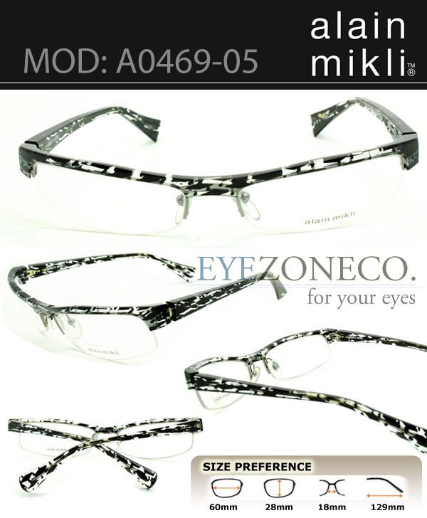 EyezoneCo ALAIN Mikli Eyeglass Half Rim Frames A0469 05  