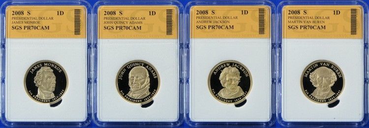 2008 PERFECT PROOF/UNC PRESIDENTIAL DOLLAR 12 COIN SET  