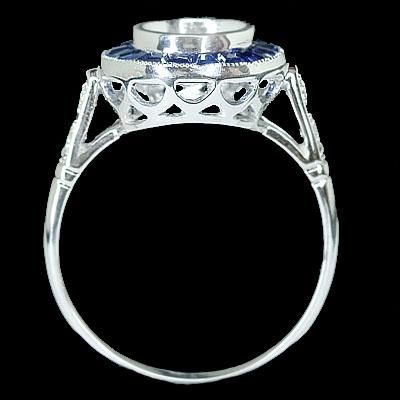 CT SEMI MOUNT SAPPHIRE SETTING ANTIQUE RING DECO  