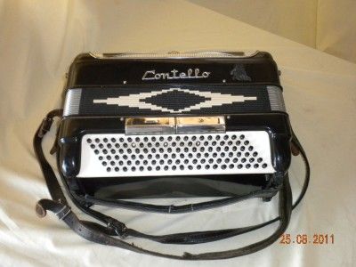 Vintage Contello Accordion With Case Italian  