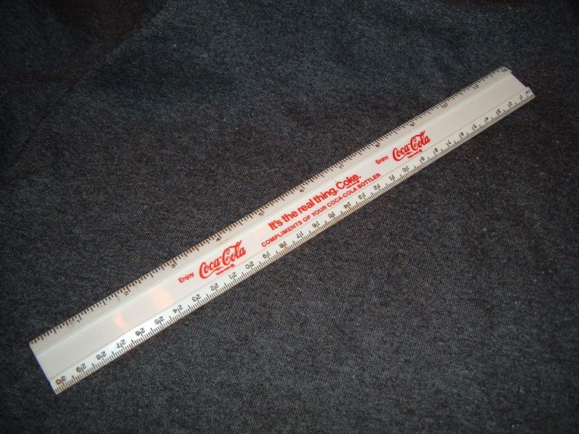 VINTAGE WHITE PLASTIC COCA COLA FOOT LONG RULER RARE  