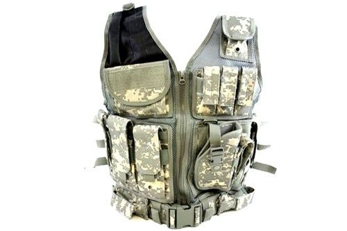 Diamond Tactical Airsoft Military Cross Draw Vest ACU  