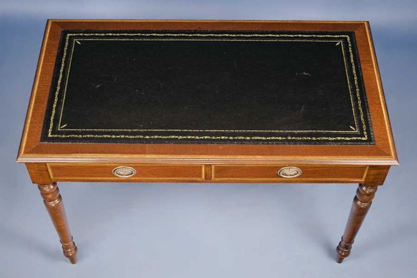 Antique Edwardian Style Mahogany Inlaid Writing Desk Library Table 