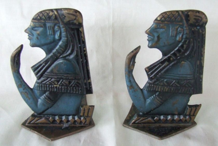 EGYPTIAN brass  bronze BOOKENDS.ANCIENT Pharaohs EGYPT vintage 1950s 