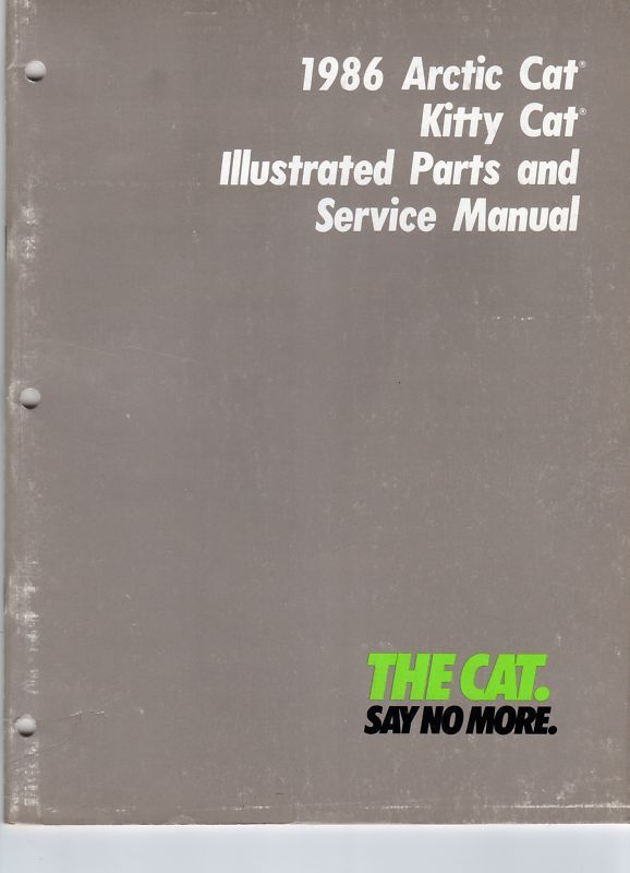 1986 ARCTIC CAT KITTY CAT SERVICE MANUAL & PARTS BOOK  