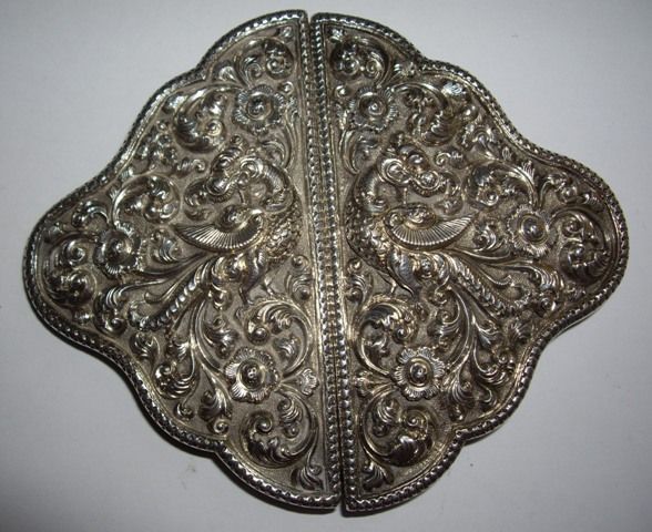 Description Vintage Early 20th Century Oriental Silver Belt Buckle. I 