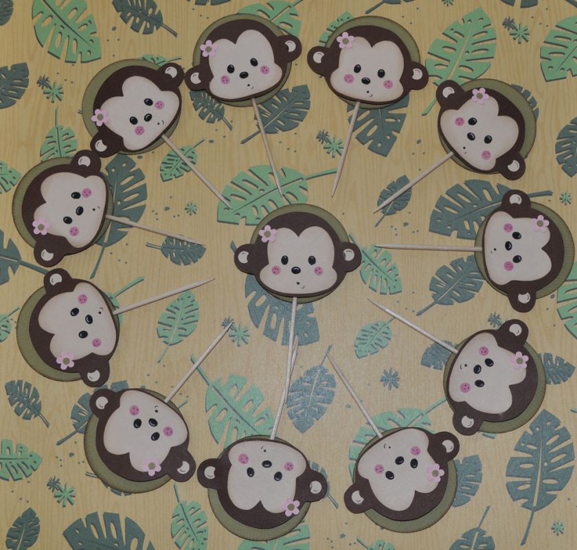 Baby Monkey Baby Shower Cupcake Toppers or Giraffe  