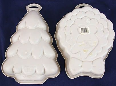   Christmas Tree~Wreath~Microwave CAKE Baking Pans JELLO MOLDS  