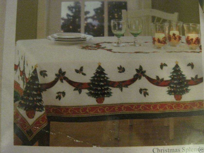 Bardwil Seasons Tablecloth 60 x 80 Christmas Tree 4 Free Napkins *NEW 