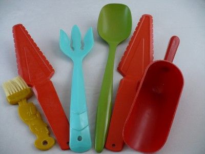 VINTAGE KITCHEN UTENSILS GOLD RED GREEN AQUA + MORE  