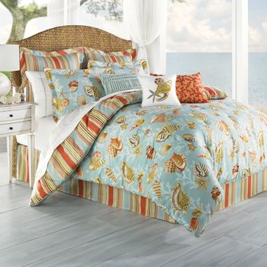 Complete Bed Ensemble CORAL BEACH 100% Cotton 3 Sizes  