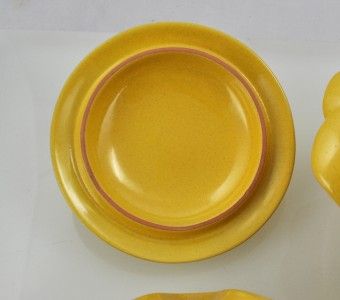 Vintage Frankoma Autumn Yellow Bean Pot Casserole with Warming Base 