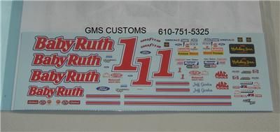 DECAL JEFF GORDON # 1 BABY RUTH 1992 BUSCH T BIRD 1/24  